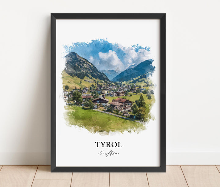 Tyrol Wall Art, Tyrol Austria Print, Austria Watercolor Art, Austria Gift, Tyrol Austria Travel Print, Travel Poster, Housewarming Gift
