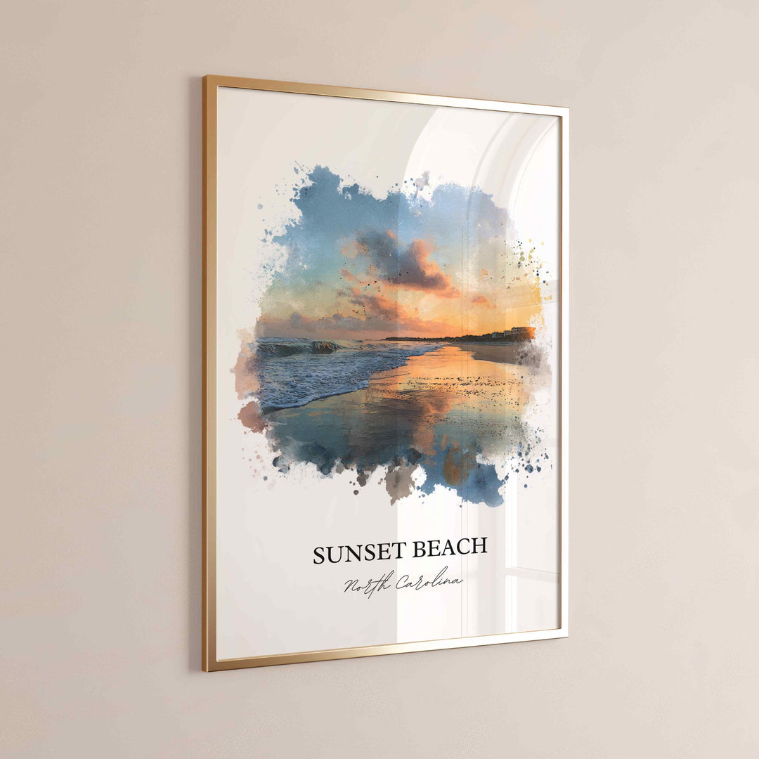 Sunset Beach, North Carolina – Watercolor Art Print