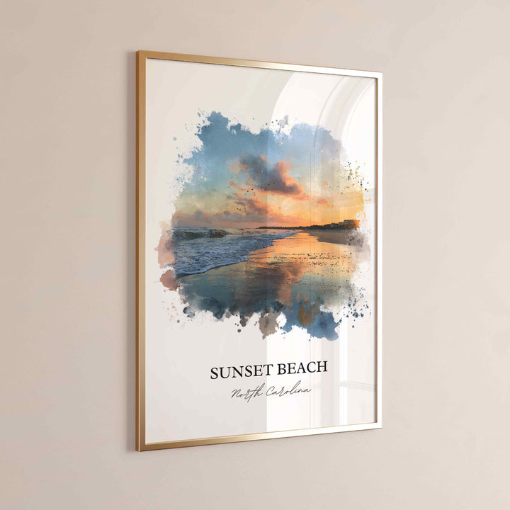 Sunset Beach, North Carolina – Watercolor Art Print