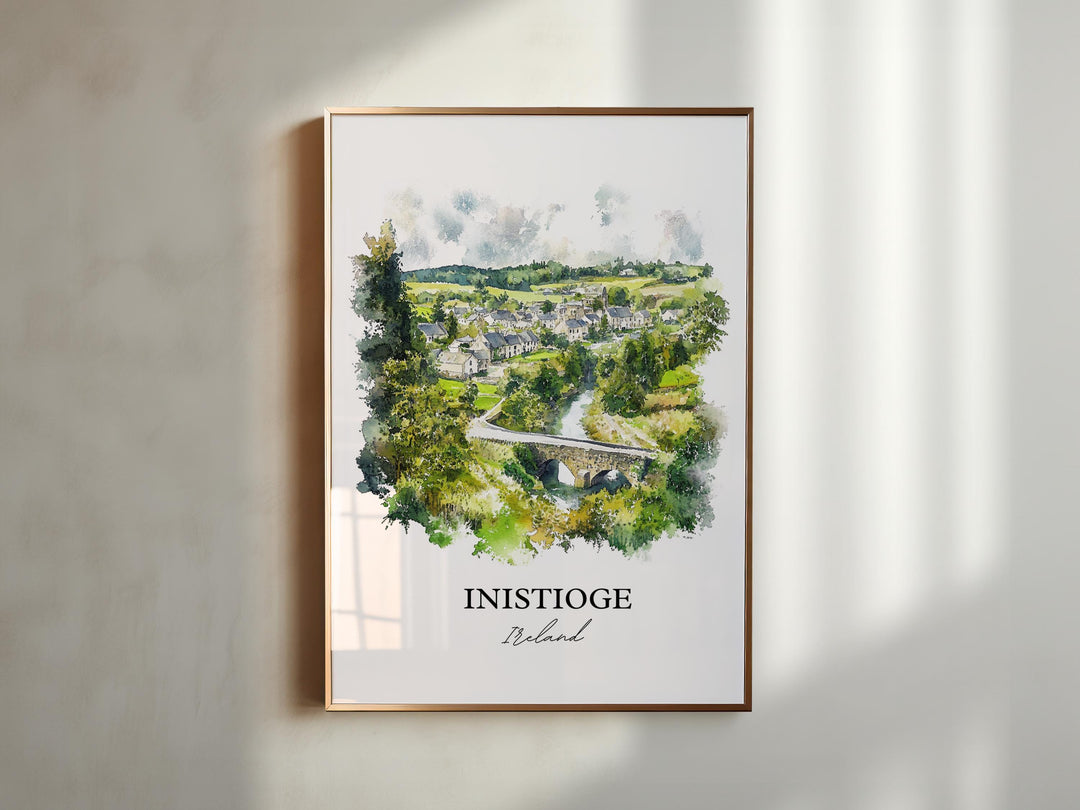 Inistioge Wall Art, Kilkenny Print, Ireland Watercolor Artr, Inistioge Ireland Gift, Travel Print, Travel Poster, Housewarming Gift