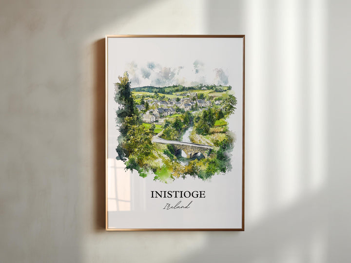 Inistioge Wall Art, Kilkenny Print, Ireland Watercolor Artr, Inistioge Ireland Gift, Travel Print, Travel Poster, Housewarming Gift