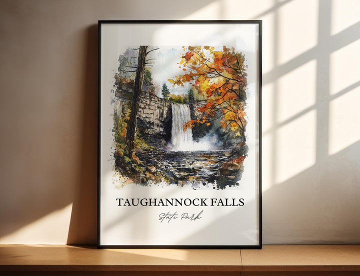 Taughannock Falls Wall Art, Trumansburg NY Print, NY Watercolor Art, Tompkins County Gift, Travel Print, Travel Poster, Housewarming Gift