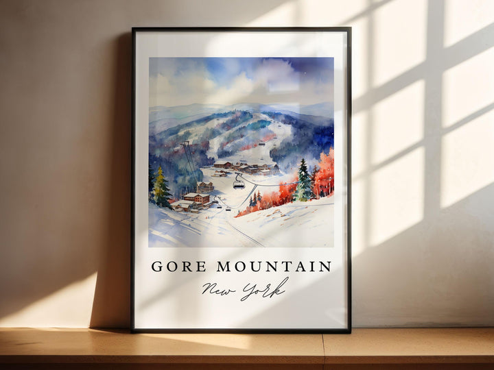Gore Mountain NY wall art, Gore Mountain print, Gore Mountain Ski gift, Gore Mtn Birthday present, Custom Text, Perfect Gift