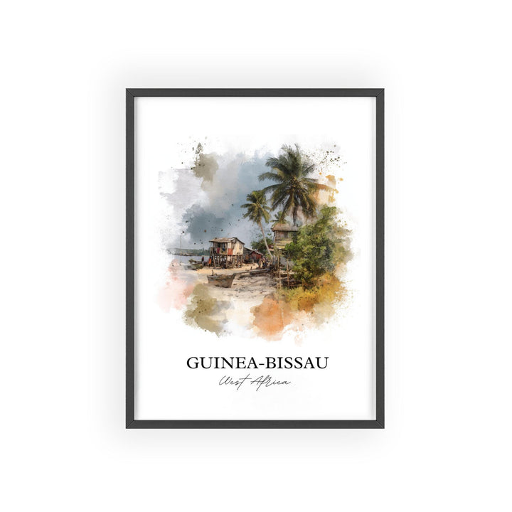 Guinea-Bissau Wall Art, Guinea Print, West Africa Watercolor Art, Guinea-Bissau Gift, Travel Print, Travel Poster, Housewarming Gift