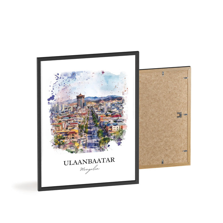 Ulaanbaatar Wall Art, Mongolia Print, Mongolia Watercolor Art, Ulaanbaatar Gift, Travel Print, Travel Poster, Housewarming Gift