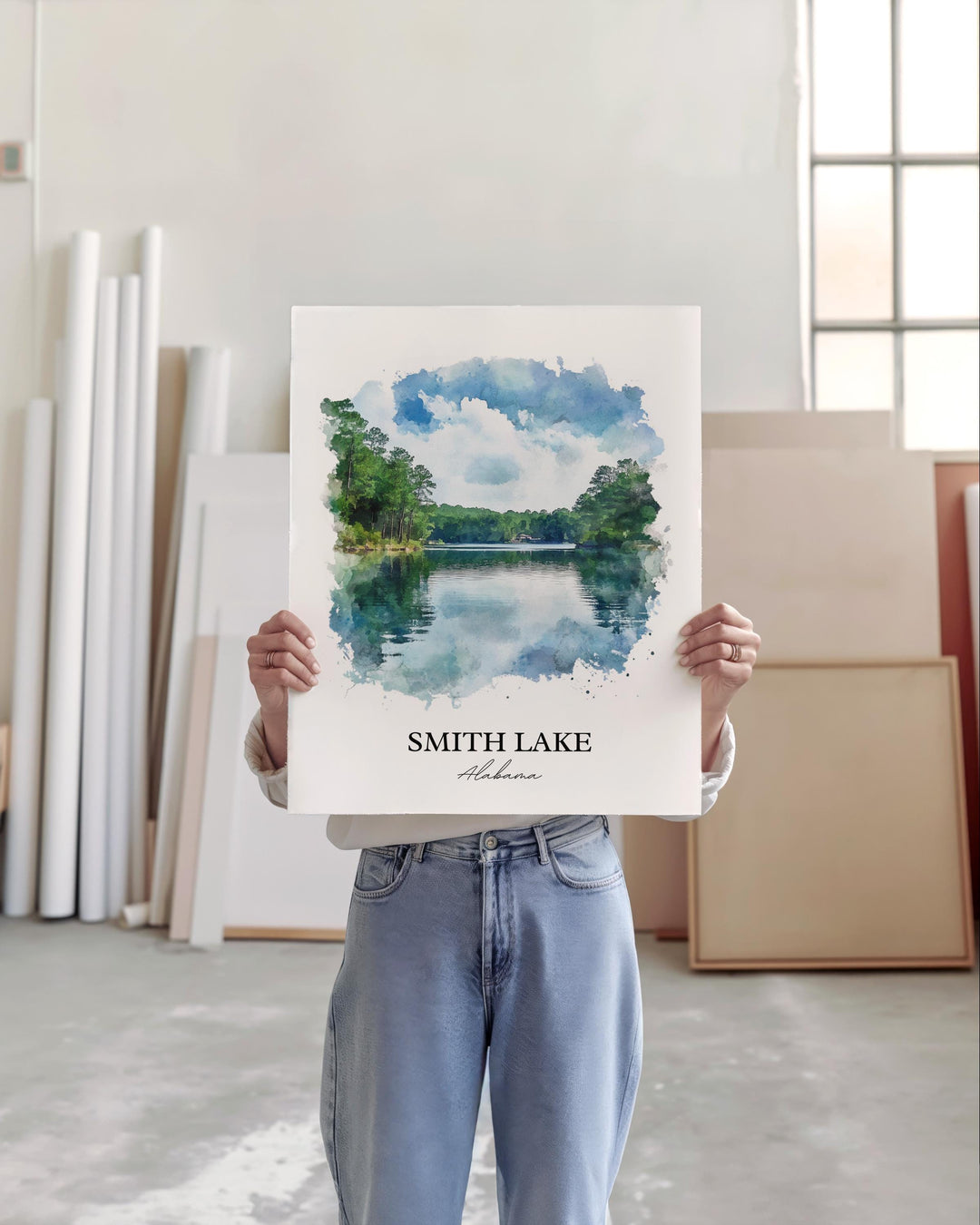 Smith Lake AL Wall Art, Haleyville Print, Alabama Watercolor Art, Smith Lake Alabama Gift, Travel Print, Travel Poster, Housewarming Gift