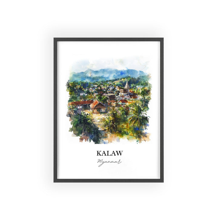Kalaw Wall Art, Shan State Myanmar Print, Myanmar Watercolor Art, Kalaw Gift, Travel Print, Travel Poster, Housewarming Gift