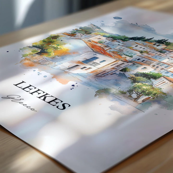 Lefkés Greece Wall Art, Paros Print, Paros Greece Watercolor Art, Lefkes Greece Gift, Travel Print, Travel Poster, Housewarming Gift
