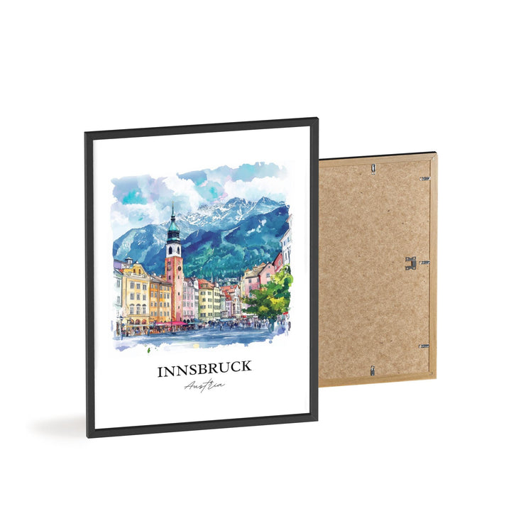 Innsbruck Wall Art, Innsbruck Print, Austria Watercolor Art, Innsbruck Austria Gift, Travel Print, Travel Poster, Housewarming Gift