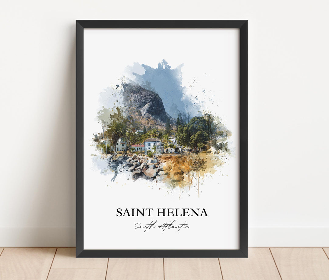 Saint Helena Wall Art, South Atlantic Print, Saint Helena Watercolor Art, Saint Helena Gift, Travel Print, Travel Poster, Housewarming Gift