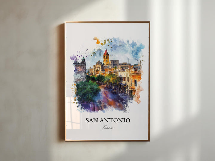 San Antonio Wall Art, San Antonio TX Print, San Antonio Watercolor Art, San Antonio Gift, Travel Print, Travel Poster, Housewarming Gift