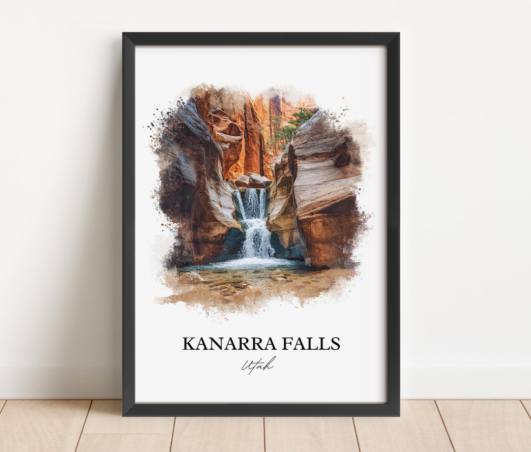Kanarra Falls Wall Art, Kanarra Falls Print, Utah Watercolor Art, Kanarra Falls Gift, Travel Print, Travel Poster, Housewarming Gift