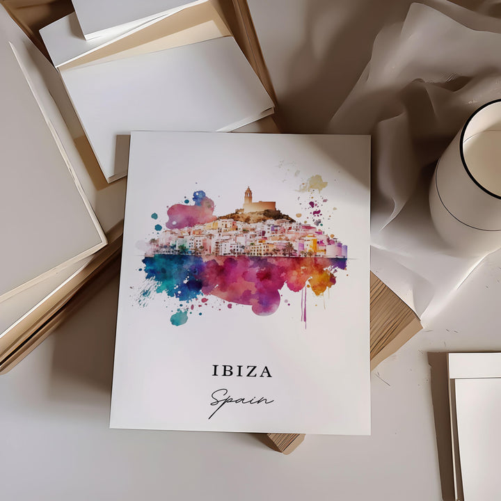 Ibiza Spain wall art - Spain, Ibiza poster, Ibiza Wedding gift, Ibiza Spain Birthday present, Custom Text, Personalised Gift