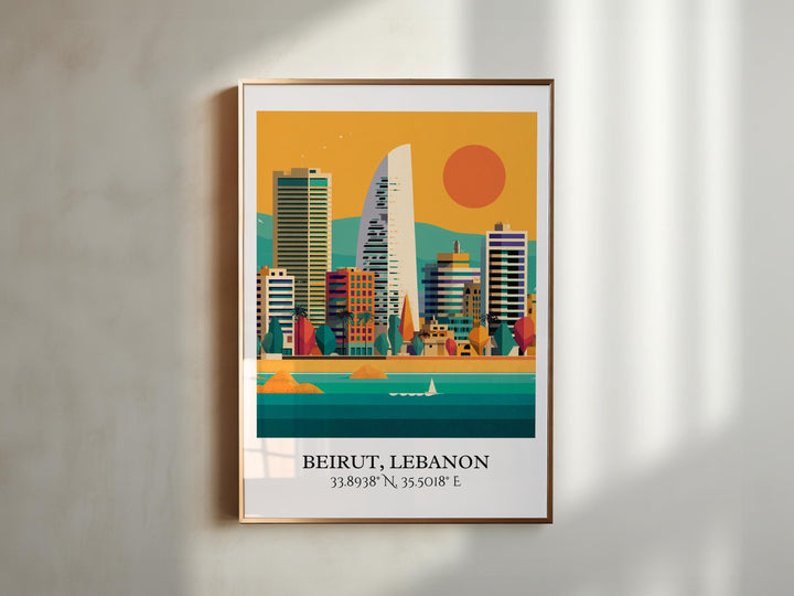 Beirut Lebanon Art, Lebanon Retro Travel Art, Beirut Home Decor, Beirut Gift, Beirut Lebanon Travel Art, Travel Prints, Housewarming Gift