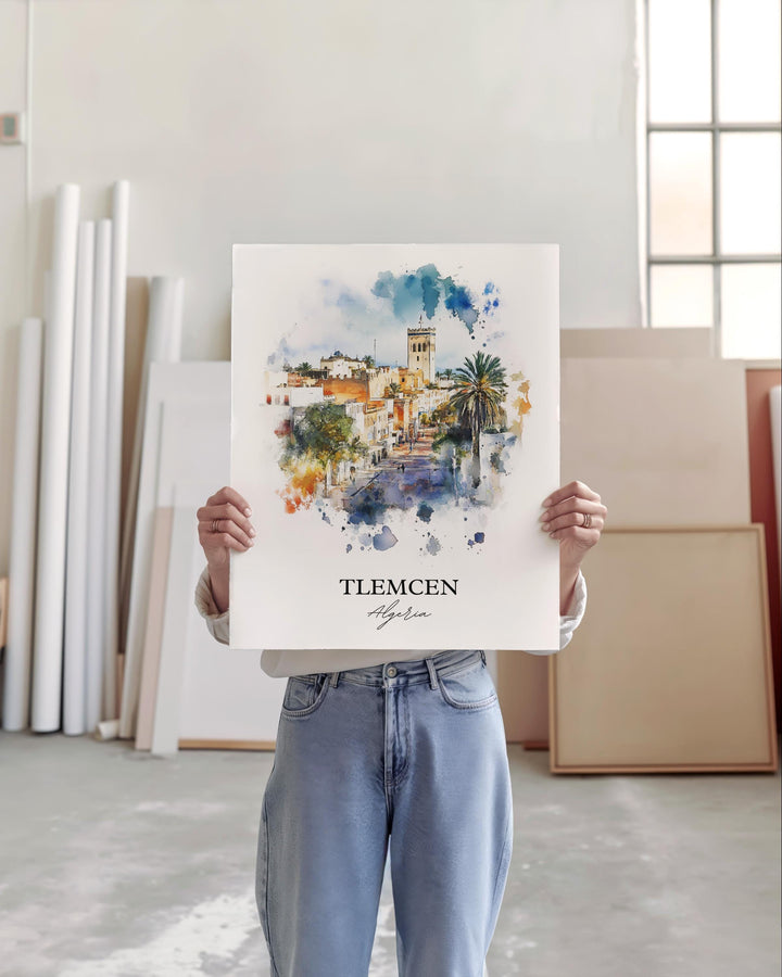 Tlemcen Wall Art, Algeria Africa Print, Algeria Watercolor Art, Tlemcen Algeria Gift, Travel Print, Travel Poster, Housewarming Gift