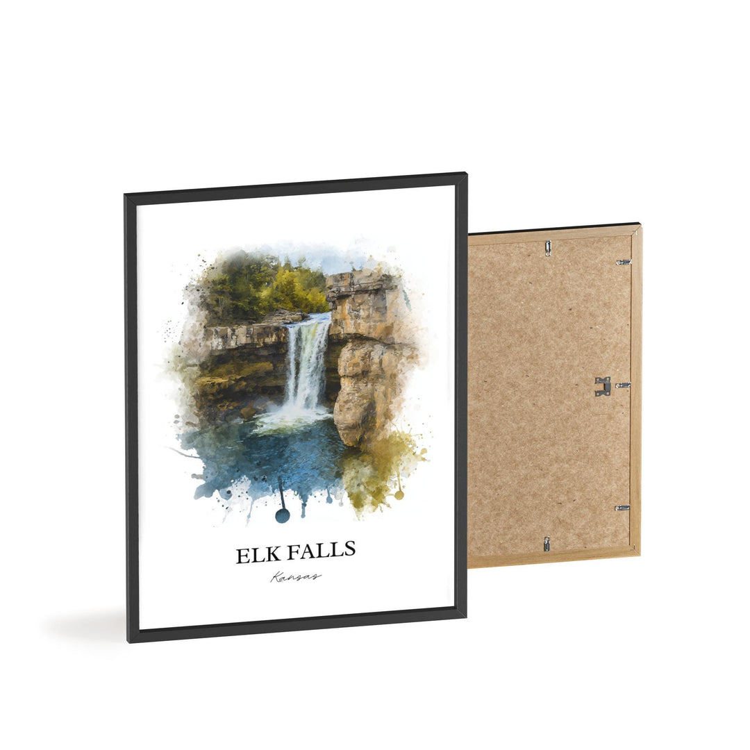 Elk Falls KS Wall Art, Elk Falls Print, Elk Falls Watercolor Art, Elk Falls Kansas Gift, Travel Print, Travel Poster, Housewarming Gift