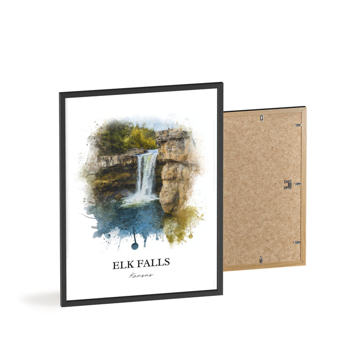 Elk Falls KS Wall Art, Elk Falls Print, Elk Falls Watercolor Art, Elk Falls Kansas Gift, Travel Print, Travel Poster, Housewarming Gift