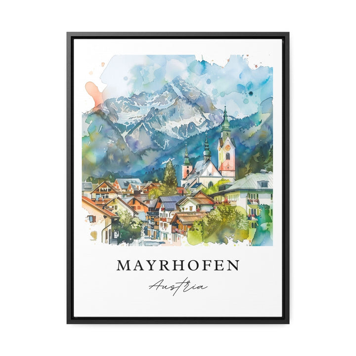 Mayrhofen Austria Wall Art, Mayrhofen Print, Austria Ski Watercolor, Zillertal Alps Gift,