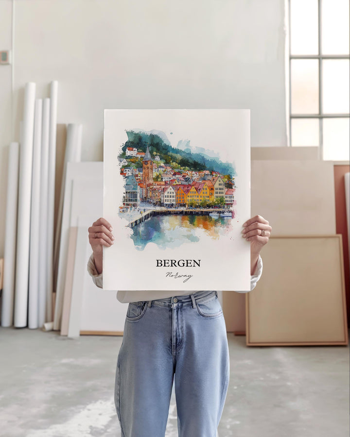 Bergen, Norway – Watercolor Art Print