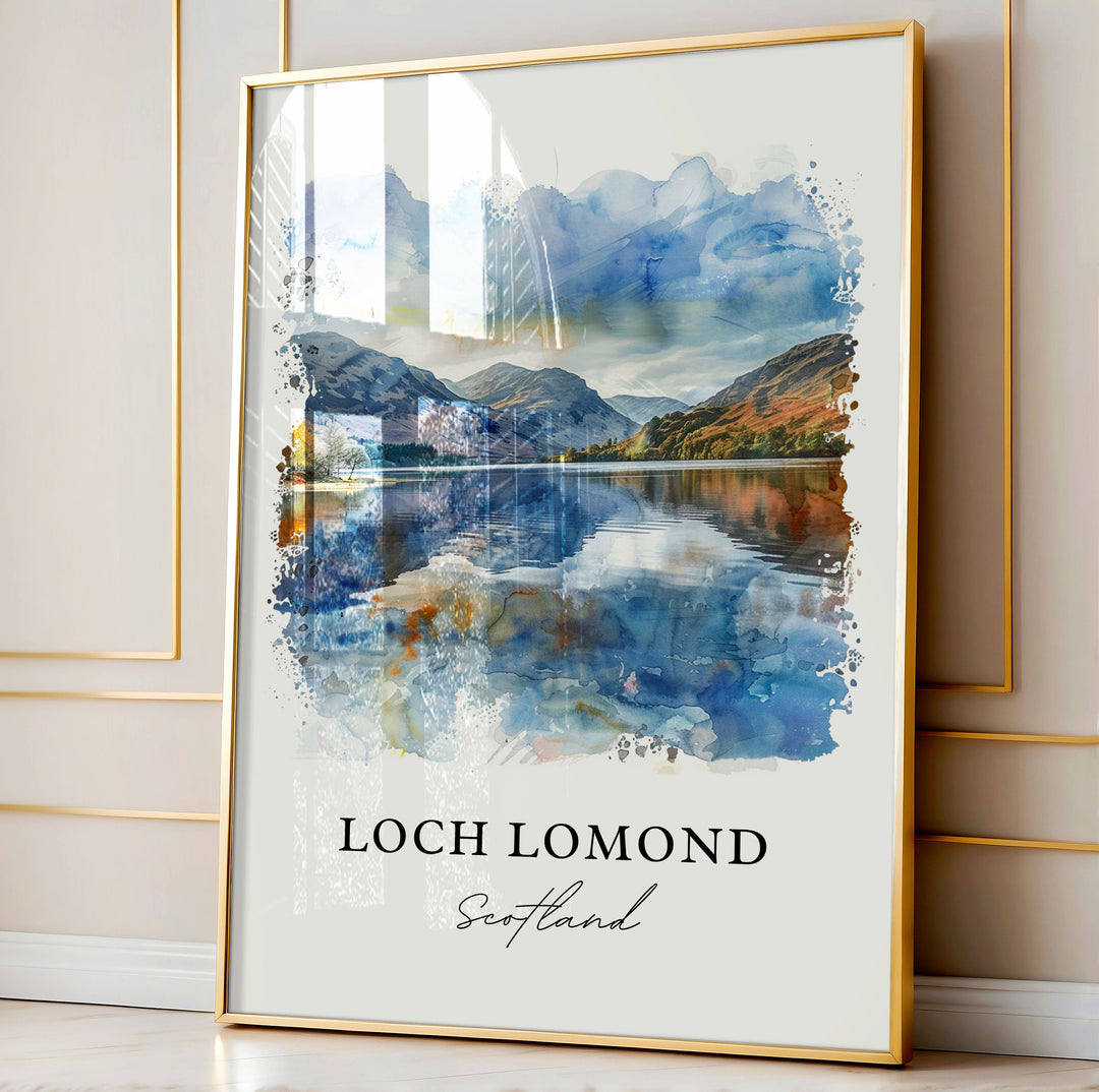 Loch Lomond Wall Art, Loch Lomond Print, Loch Lomond Watercolor, Loch Lake Scotland Gift,