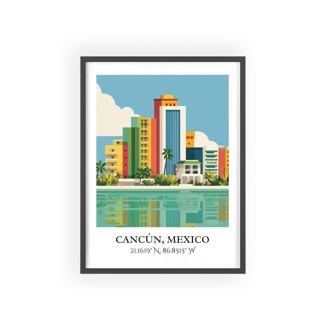 Cancun Mexico Art, Cancun Retro Travel Art, Cancun Home Decor, Cancun Gift, Mexico Travel Art, Travel Prints, Housewarming Gift