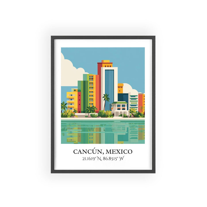 Cancun Mexico Art, Cancun Retro Travel Art, Cancun Home Decor, Cancun Gift, Mexico Travel Art, Travel Prints, Housewarming Gift