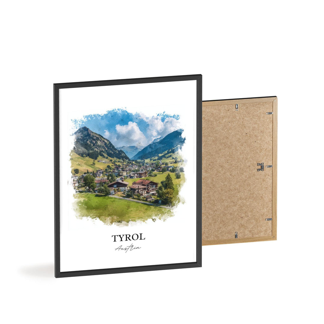 Tyrol Wall Art, Tyrol Austria Print, Austria Watercolor Art, Austria Gift, Tyrol Austria Travel Print, Travel Poster, Housewarming Gift