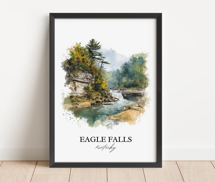 Eagle Falls KY Wall Art, Eagle Falls Print, Kentucky Watercolor Art, Cumberland Falls Gift, Travel Print, Travel Poster, Housewarming Gift