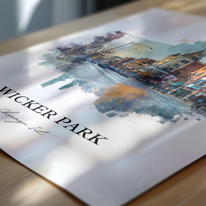 Wicker Park, Illinois – Watercolor Art Print