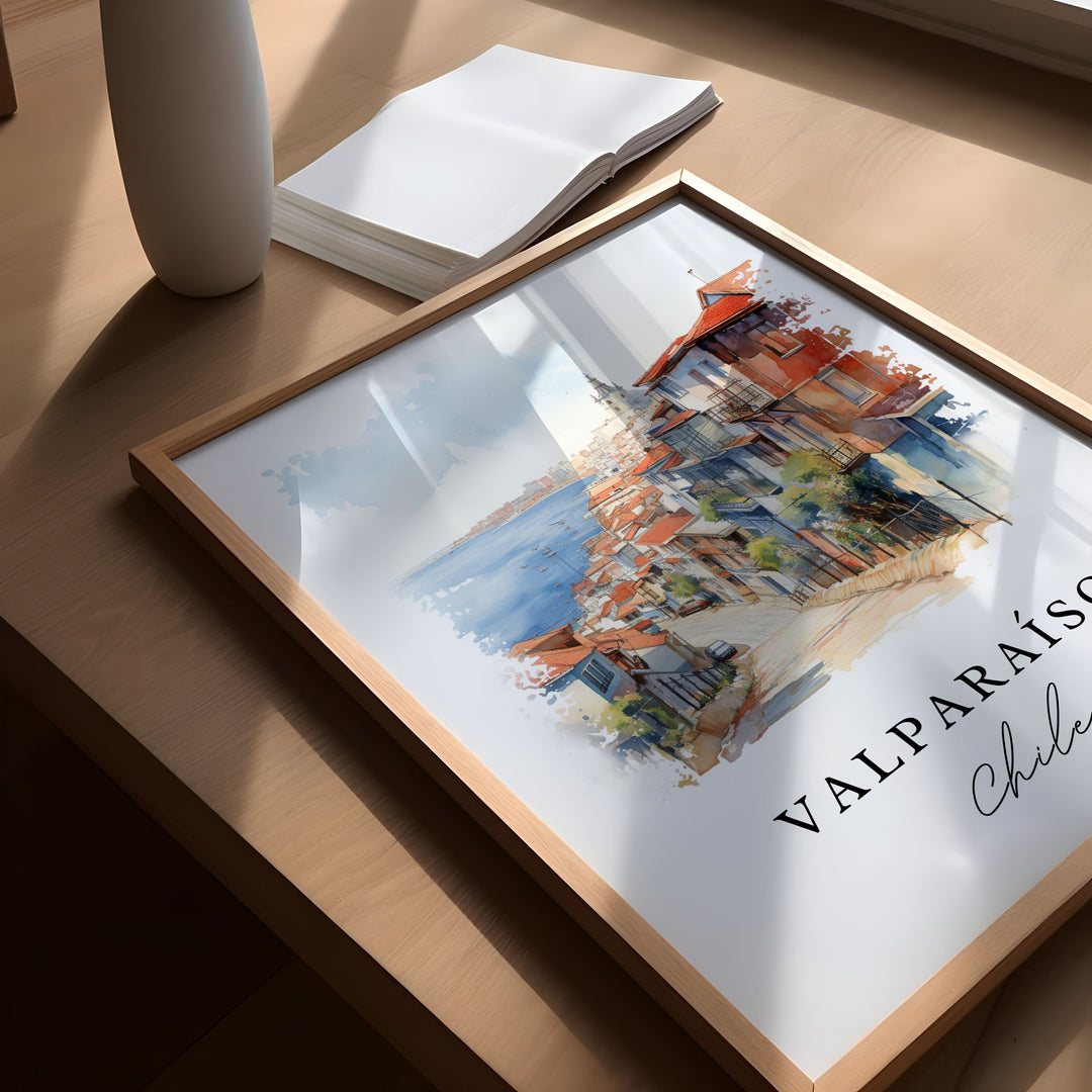 Valparaíso wall art - Chile, Valparaíso poster, Valparaíso Chile Wedding gift, Birthday present, Custom Text, Personalised Gift