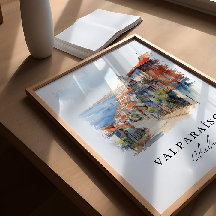 Valparaíso wall art - Chile, Valparaíso poster, Valparaíso Chile Wedding gift, Birthday present, Custom Text, Personalised Gift
