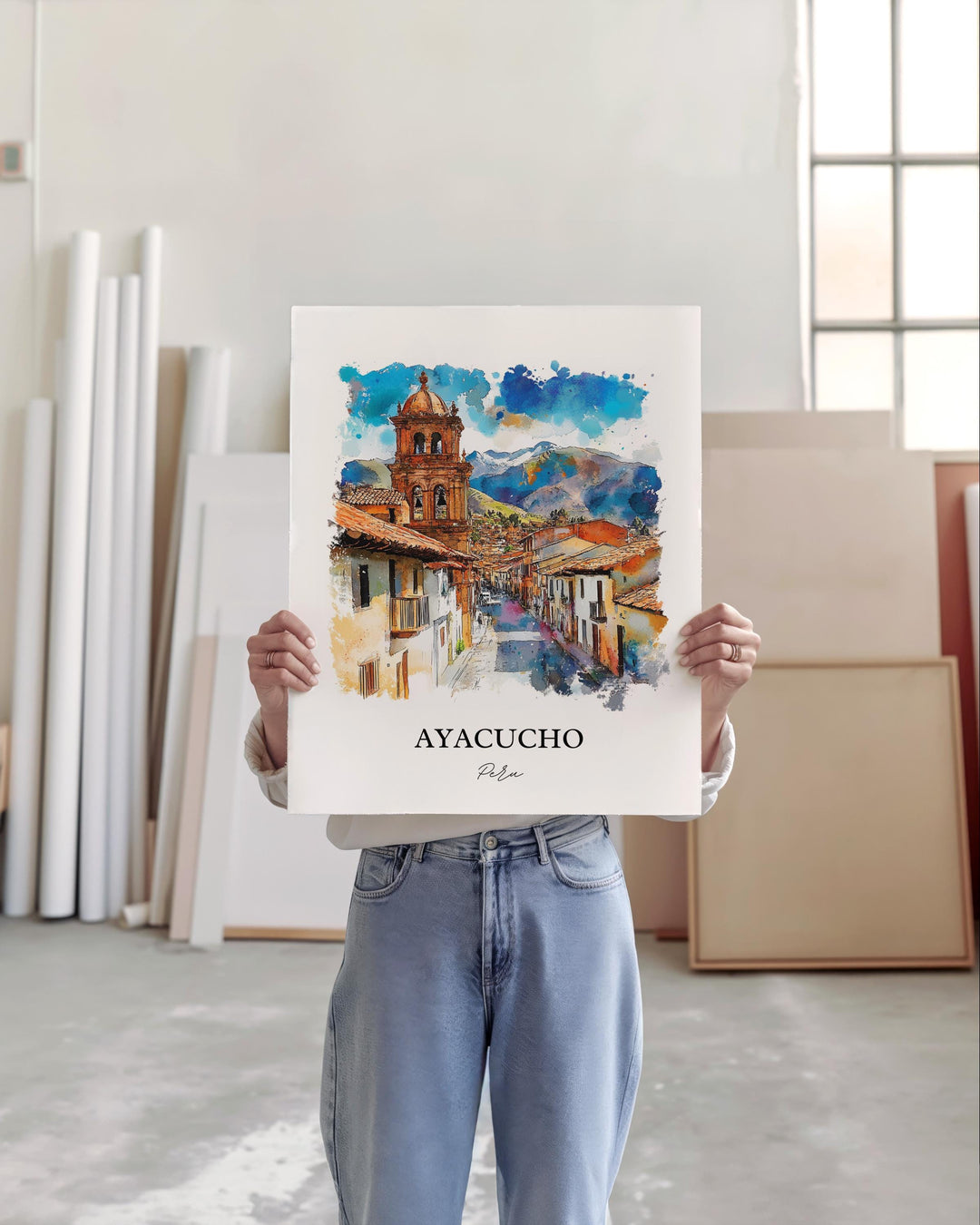 Ayacucho Wall Art, Ayacucho Print, Peru Watercolor Art, Ayacucho Peru Gift, Travel Print, Travel Poster, Housewarming Gift