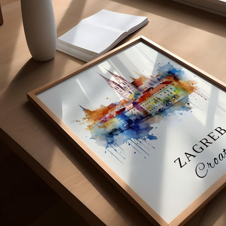 Zagreb Croatia wall art - Croatia, Zagreb poster, Zagreb Wedding gift, Zagreb Birthday present, Custom Text, Personalized Gift