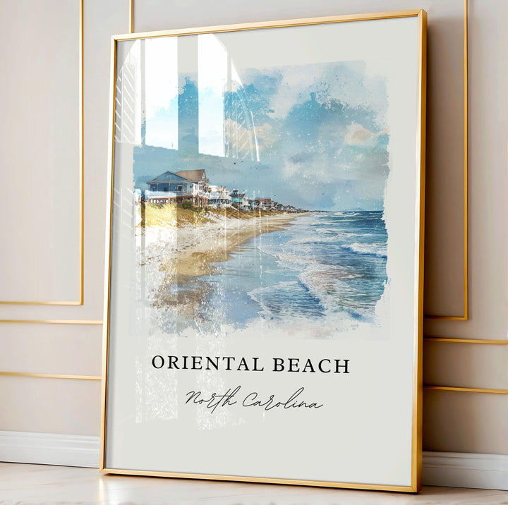 Oriental Beach NC Art, Oriental Beach Print, Pamlico NC Watercolor, John Bond Town Beach,