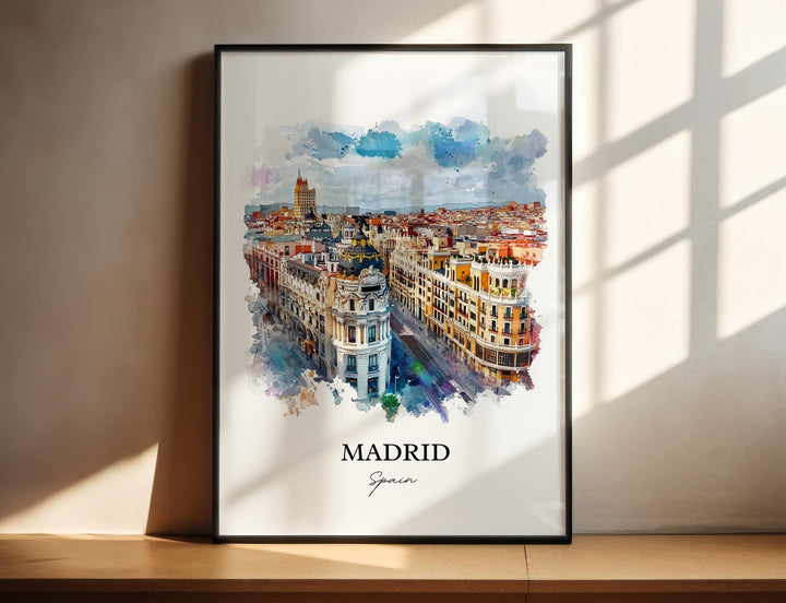 Madrid Wall Art, Madrid Spain Print, Spain Watercolor Art, Madrid Spain Gift, Travel Print, Travel Poster, Housewarming Gift