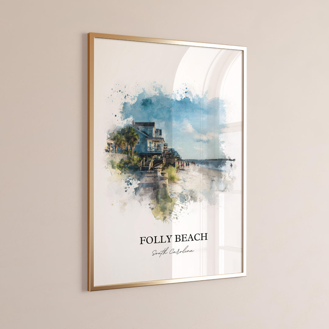 Folly Beach, SC – Watercolor Art Print