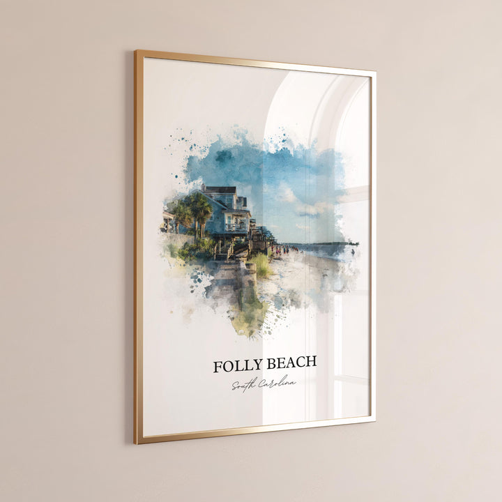 Folly Beach, SC – Watercolor Art Print