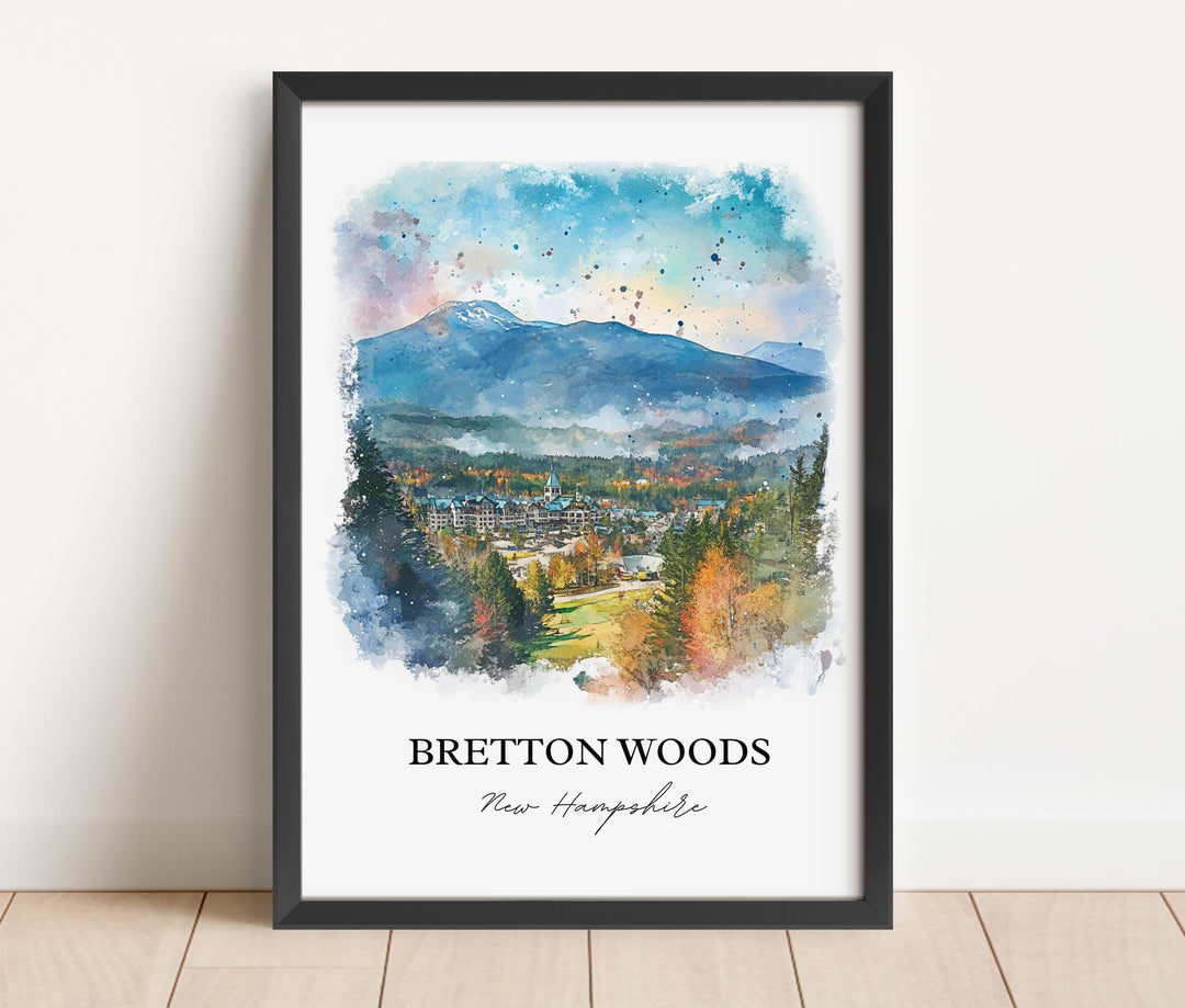 Bretton Woods NH Wall Art, Carroll NH Print, New Hampshire Watercolor, Bretton Woods NH Gift, Travel Print, Travel Poster, Housewarming Gift