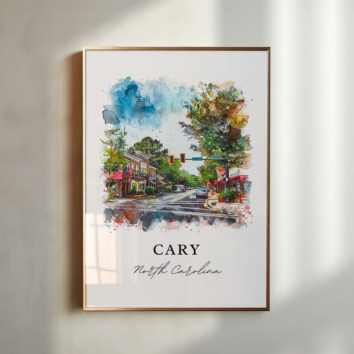Cary, North Carolina, USA – Watercolor Art Print