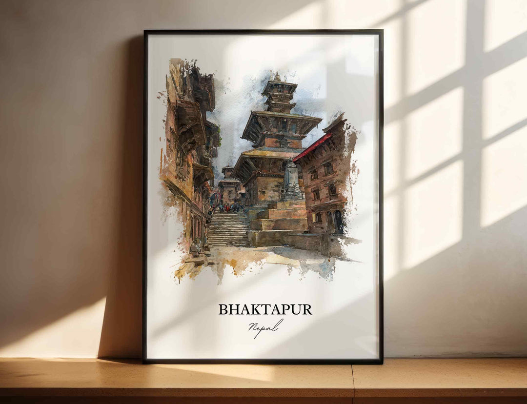 Bhaktapur, Nepal – Watercolor Art Print