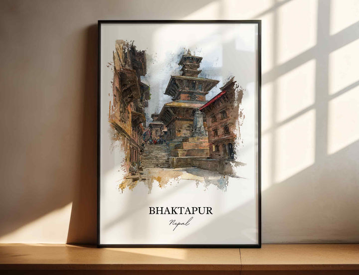 Bhaktapur, Nepal – Watercolor Art Print