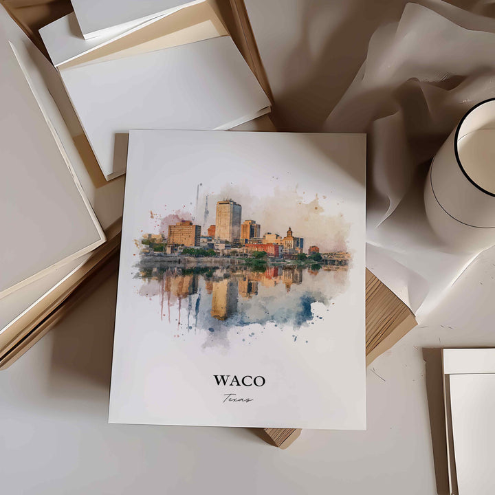 Waco, Texas – Watercolor Art Print