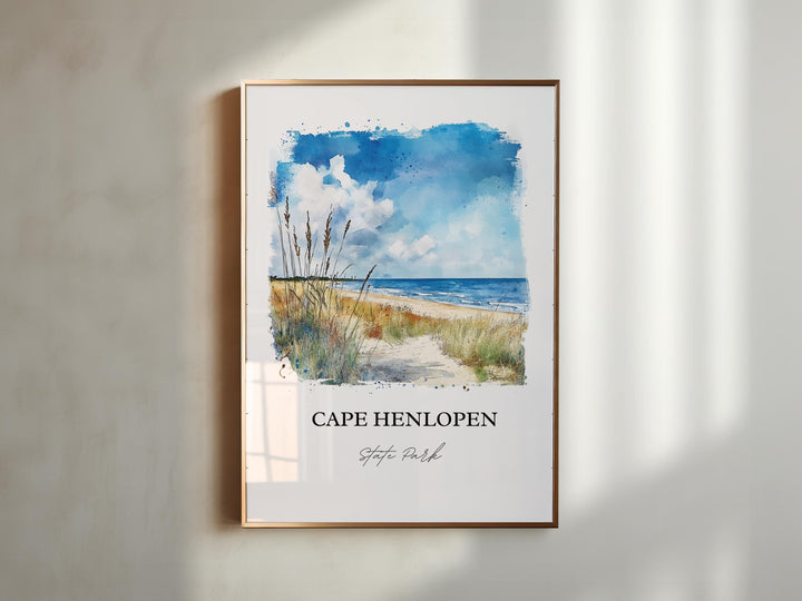 Cape Henlopen Wall Art, Lewes DE Print, Sussex County DE Watercolor Art, Cape Henlopen Gift, Travel Print, Travel Poster, Housewarming Gift
