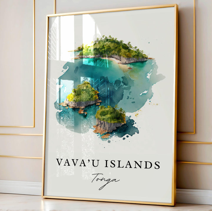 Vavau Island Tonga travel art - Vavau, Tonga poster, Vavau Island Wedding gift, Birthday present, Custom Text, Personalised Gift