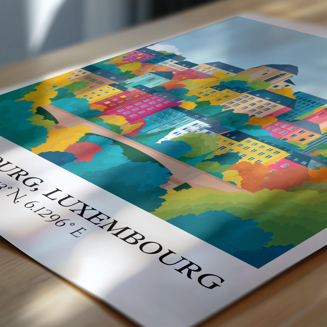 Luxembourg Art, Luxembourg Retro Travel Art, Luxembourg Decor, Luxembourg Gift, Luxembourg Travel Art, Travel Prints, Housewarming Gift