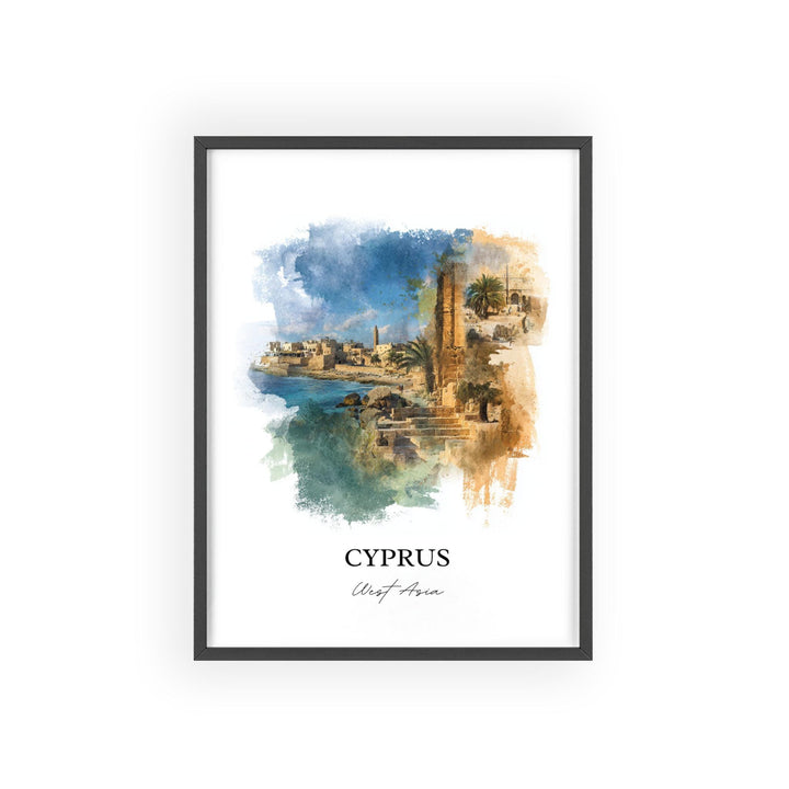 Cyprus Wall Art, Cyprus Print, Cyprus Watercolor Art, Cyprus Country Gift, Travel Print, Travel Poster, Housewarming Gift