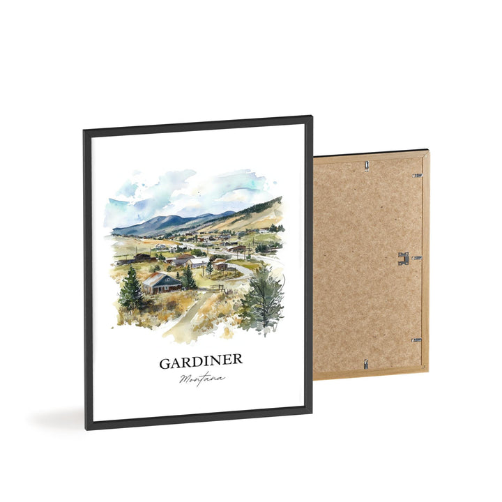 Gardiner MT Wall Art, Gardiner Montana Print, Montana Watercolor Art, Montana Gift, Travel Print, Travel Poster, Housewarming Gift