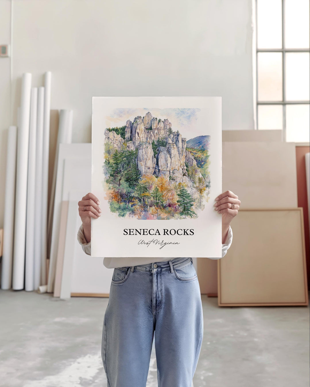 Seneca Rocks WV Wall Art, Pendleton County Print, West Virginia Artwork, Seneca Rocks Gift, Travel Print, Travel Poster, Housewarming Gift