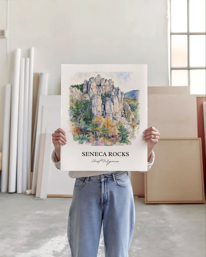Seneca Rocks WV Wall Art, Pendleton County Print, West Virginia Artwork, Seneca Rocks Gift, Travel Print, Travel Poster, Housewarming Gift