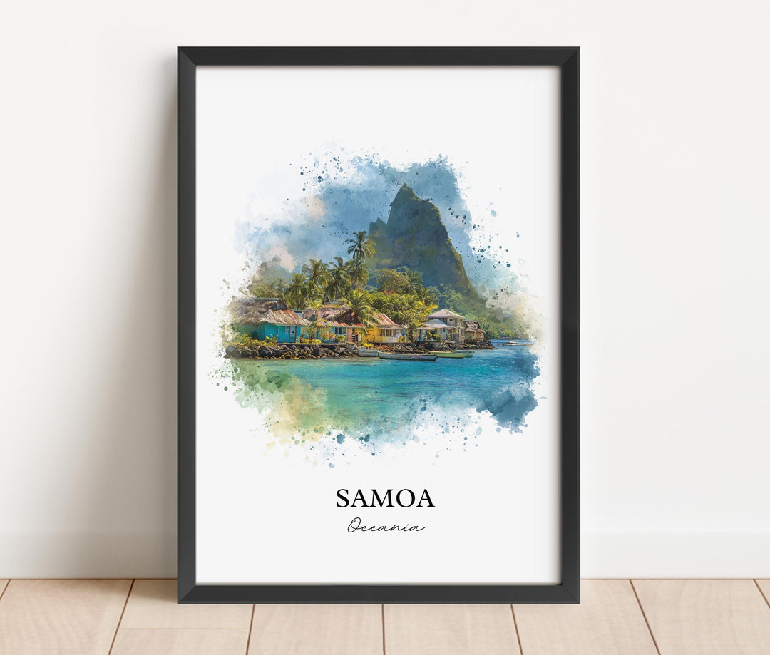 Samoa Wall Art, Samoa Print, Samoa Watercolor Art, American Samoa Gift, Travel Print, Travel Poster, Housewarming Gift
